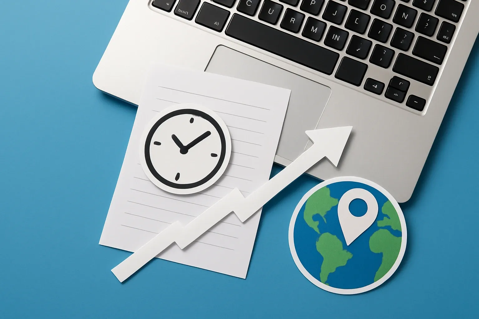 Generate a photorealistic flat lay image for an article following this concept:
Spec-In Speed: Make MTTA Your Edge
In 2026, winning the spec is often a race against a clock. The first complete, credible answer shapes the baseline, and slow responses get engineered out. Treat Mean Time To Answer (MTTA) as a growth metric, not a courtesy. When your Technical Services team replies with cited, submittal‑ready language before teh next bidder even opens their inbox, you tilt shortlist position and win rate in your favor.
Hard style requirements:
- Photorealistic, top-down (90-degree overhead) flat lay product photography.
- Single solid-colored background (choose a random solid background color).
- Bright, clean studio lighting (softbox/high-key), minimal shadows, crisp detail, sharp focus.
- ONE unified main composition that tells a clear visual story at a glance.
- Convey action/meaning using object arrangement, spatial relationships, and PHYSICAL indicators (paper cutout, simple shape icons as stickers/cutouts). No digital UI overlays.
Content constraints:
- Must convey themes of international mobility, professional growth, or navigating processes.
- ABSOLUTELY NO TEXT of any kind: no words, no letters, no numbers, no labels, no signage.
- Avoid culturally specific references; use globally recognizable objects only.
Strict negatives (must avoid):
- No illustration, no drawing, no vector art, no cartoon, no anime.
- No CGI, no 3D render, no plastic toy look unless explicitly part of the concept.
- No watermarks, no captions, no logos, no brand marks, no typography.
Output: a single photorealistic overhead flat lay studio photo that fully follows the concept and constraints.