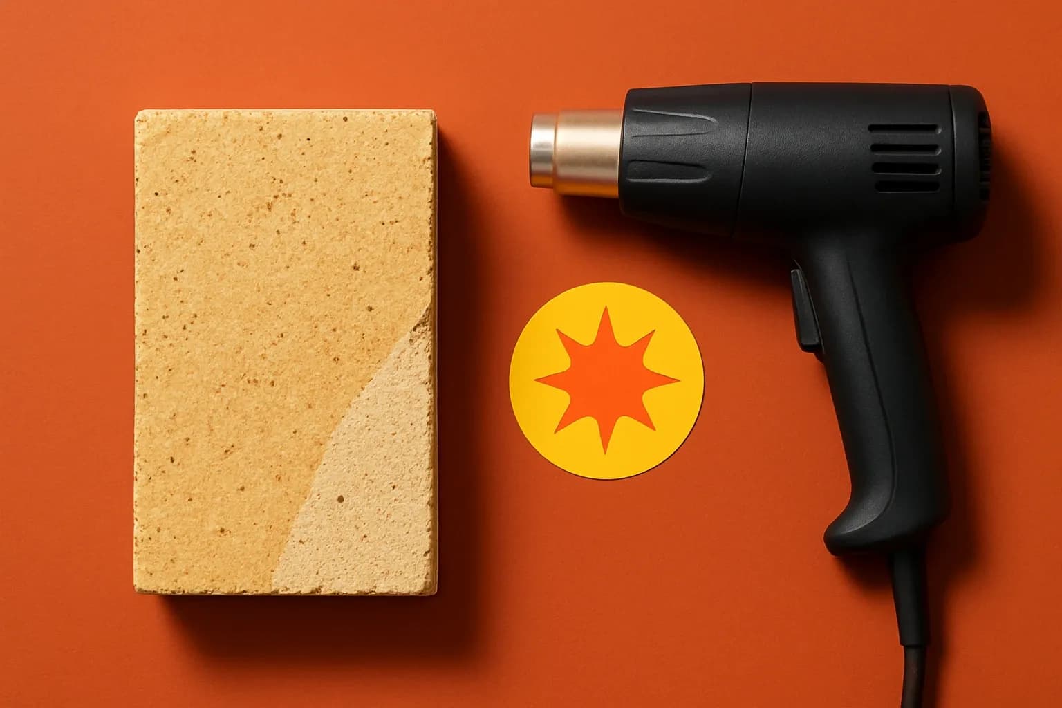 Kiln Brick and Heat Gun on Color Field