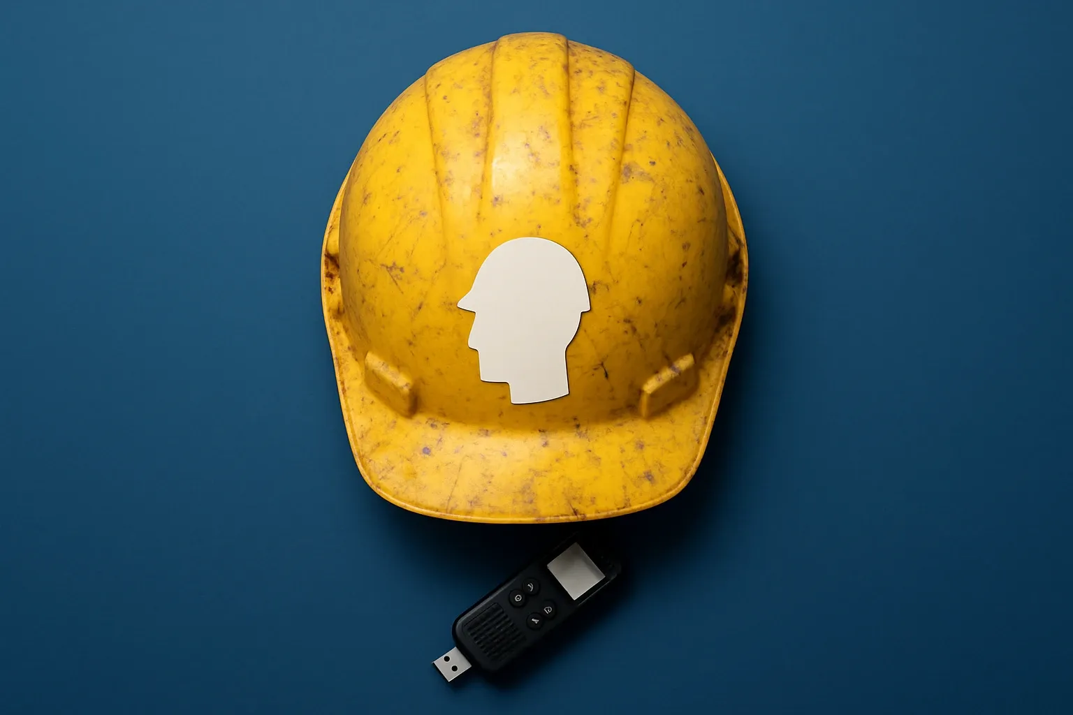 Worn Hard Hat With USB Voice Recorder
