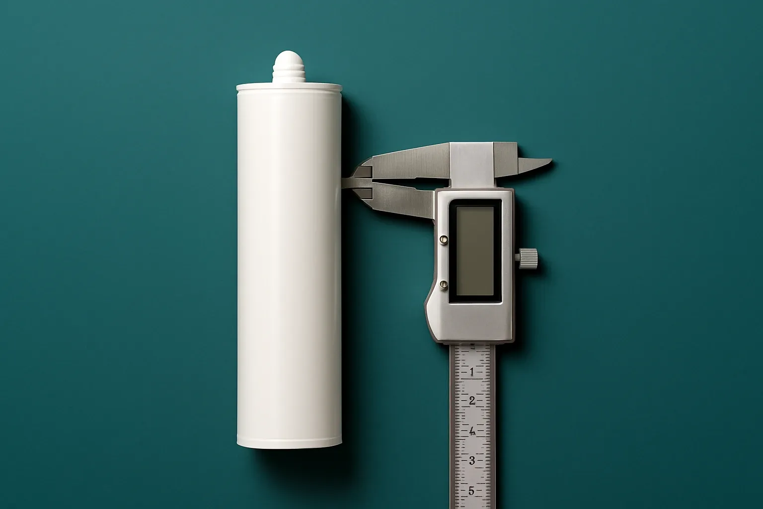 Adhesive Cartridge With Measuring Caliper