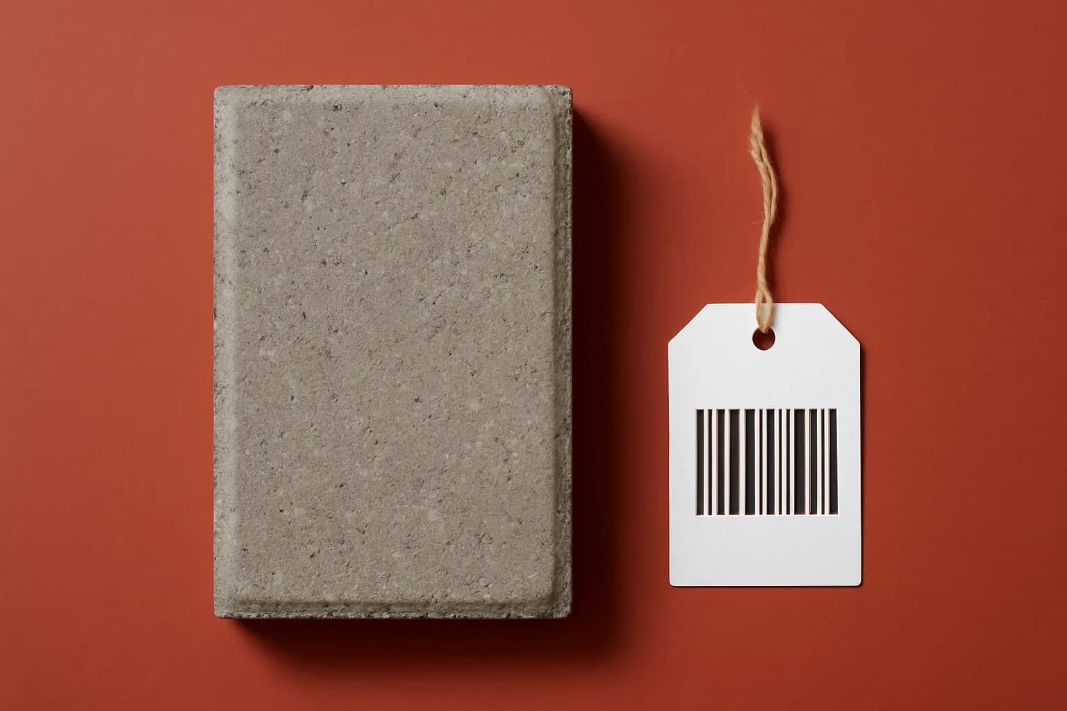 GTIN-Labeled Concrete Paver on Color Backdrop