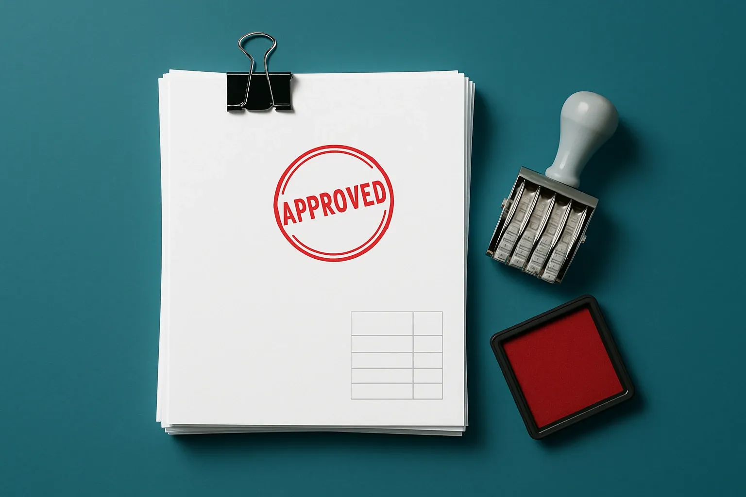 Stamped submittal packet as a materials flat lay