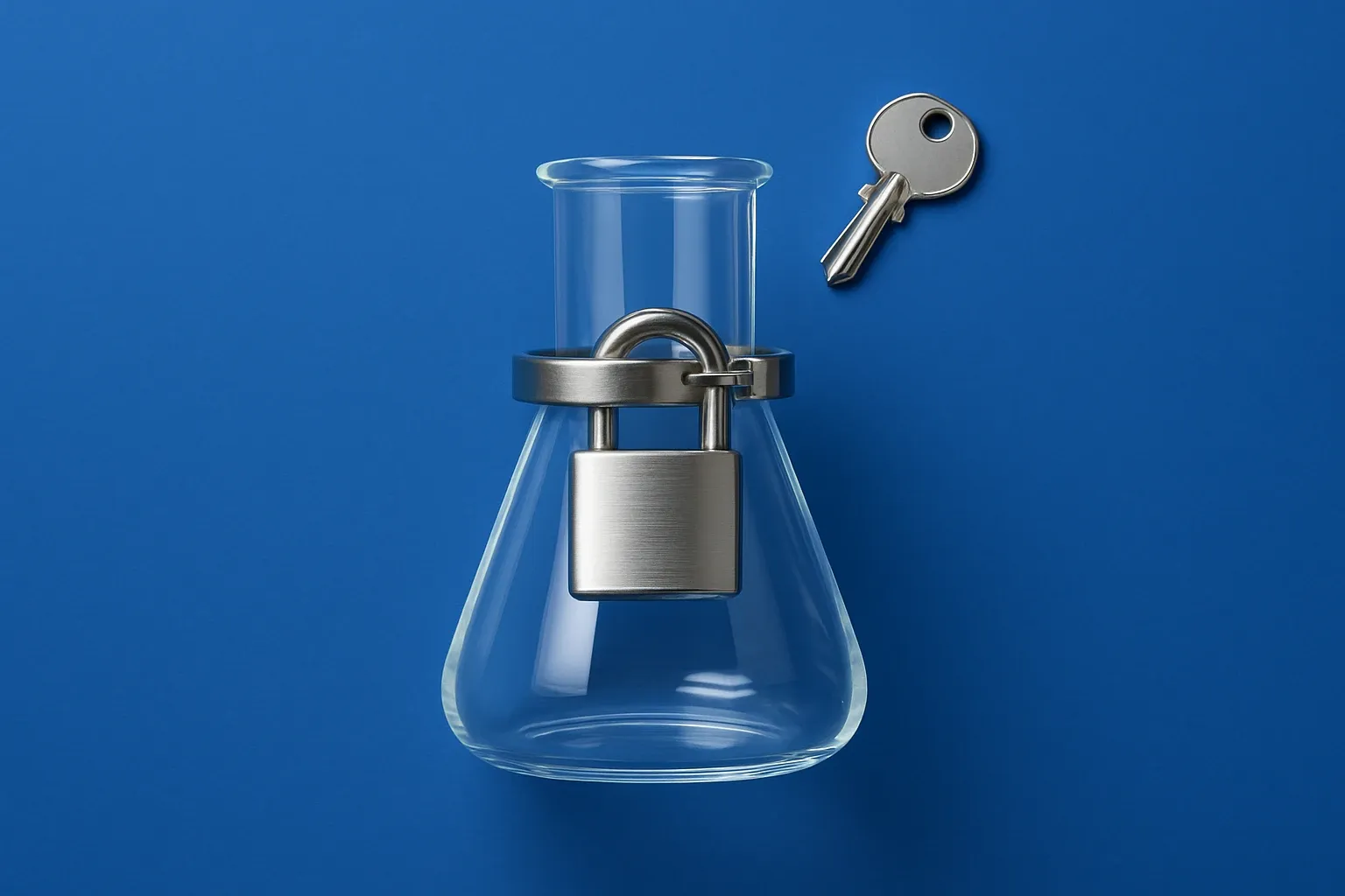 Locked Beaker On Safety Tag Background
